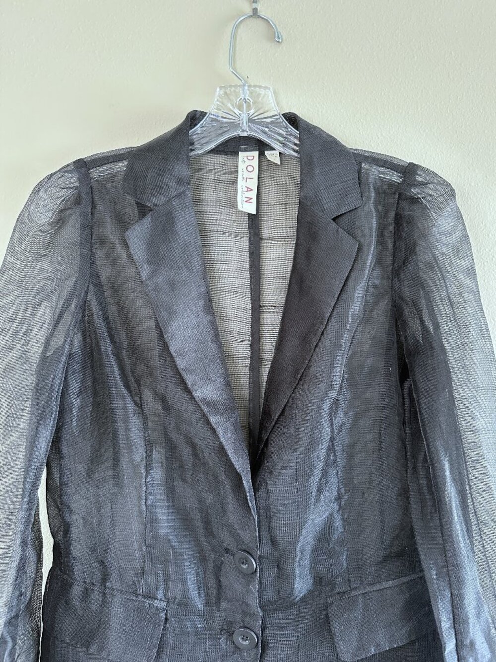 Dolan Left Coast Sheer Organza Puff Sleeve Blazer Jacket, S, Black Whimisgoth - Picture 3 of 8